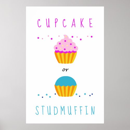 Cupcake or Studmuffin Gender Reveal Baby Shower Poster