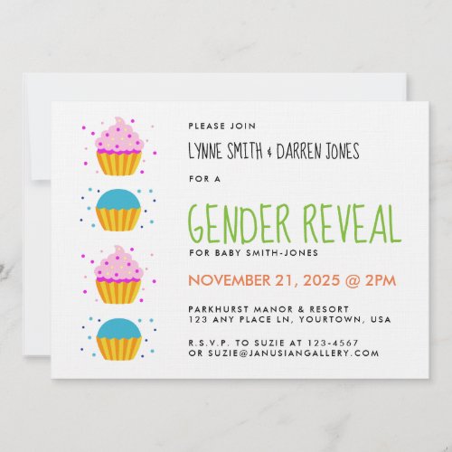 Cupcake or Studmuffin Gender Reveal Invitation