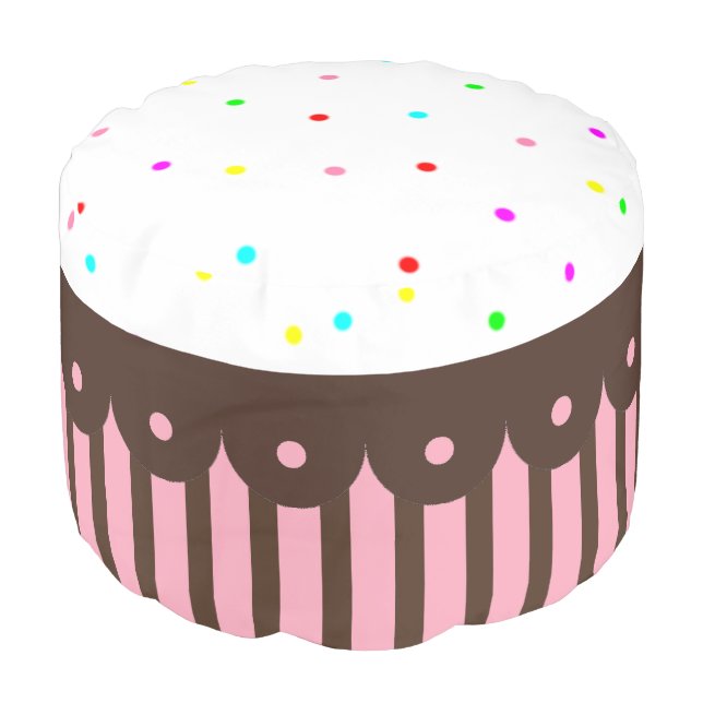 Cupcake Ottoman Pillow Pouf Home Decor Kids (Angled Front)