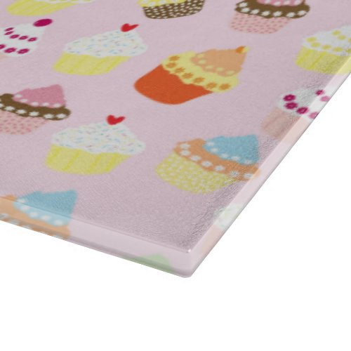 Cupcake Party Glass Cutting Board