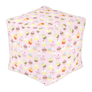 Cupcake Party Square Pouf