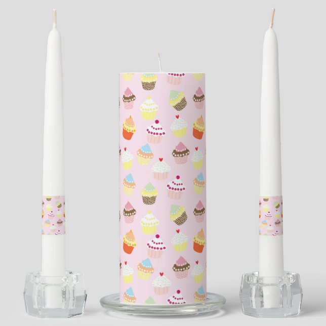 Cupcake Party Unity Candle Set (Front)