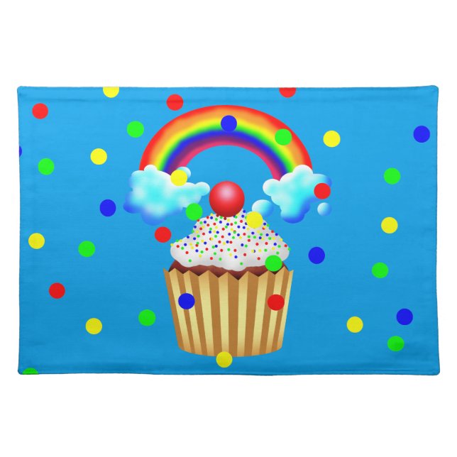 Cupcake Party with Rainbow & Sprinkles Placemat (Front)