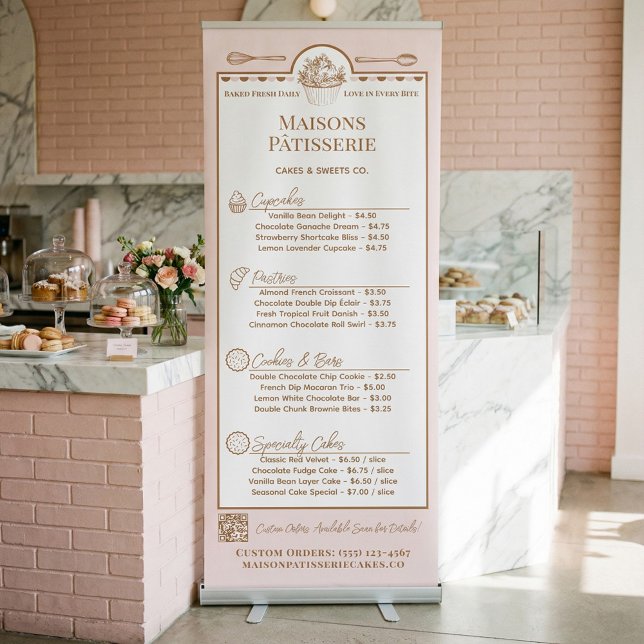 Cupcake Pastry Bakery Business Menu Price List Retractable Banner (Cupcake Pastry Bakery Business Menu Price List Retractable Banner)