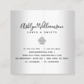 Cupcake Pastry Bakery Chef Silver Glitter Drips Square Business Card (Back)