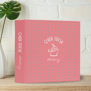 Cupcake Pastry Bakery Polka Dots Light Coral 3 Ring Binder