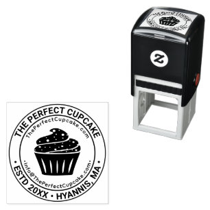 Cupcake Pastry Business Name Location URL Email Self-inking Stamp