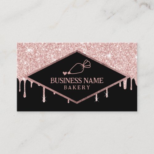 Cupcake Pastry Cake Bakery Modern Rose Gold Icing Business Card