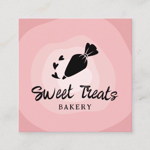  Cupcake Pastry Cake Bakery Piping Bag Cute Pink Square Business Card