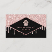 Cupcake Pastry Cake Bakery Rose Gold Glitter Drips Business Card | Zazzle