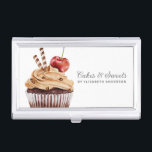 Cupcake Pastry Chef Bakery Business Card Business Card Case<br><div class="desc">A cute chocolate cupcake with a cherry on top decorates this bakery business card case. Personalize it with your name and business information. Designed for you by Blackberry Boulevard.</div>