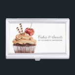 Cupcake Pastry Chef Bakery Business Card Business Card Case<br><div class="desc">A cute chocolate cupcake with a cherry on top decorates this bakery business card case. Personalize it with your name and business information. Designed for you by Blackberry Boulevard.</div>