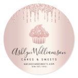 Cupcake Pastry Chef Bakery Rose Gold Glitter Drips Classic Round Sticker Cupcake Pastry Chef Bakery Rose Gold Glitter Drips Classic Round Sticker