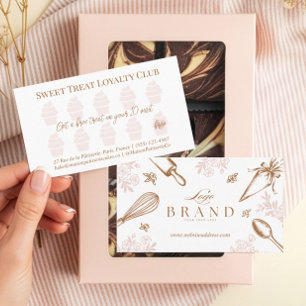 Cupcake Pastry Chef Baking Utensils Bakery Logo Loyalty Card