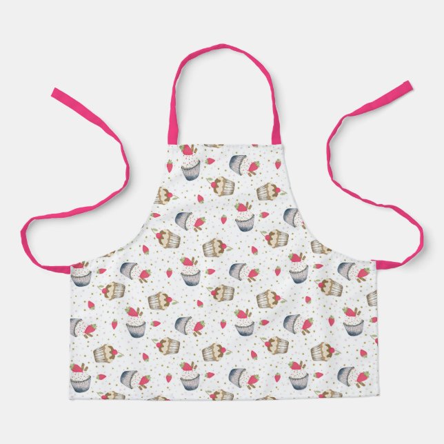 Cupcake Pattern Apron – Cute Pink Baking Gift for  (Front)