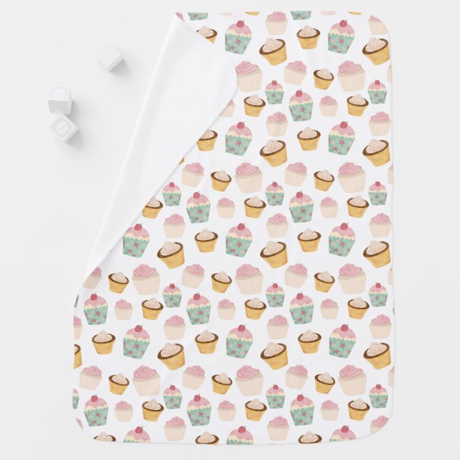 Cupcake Pattern Baby Blanket (In Situ)