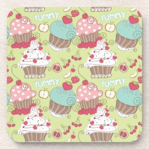 Cupcake pattern beverage coaster