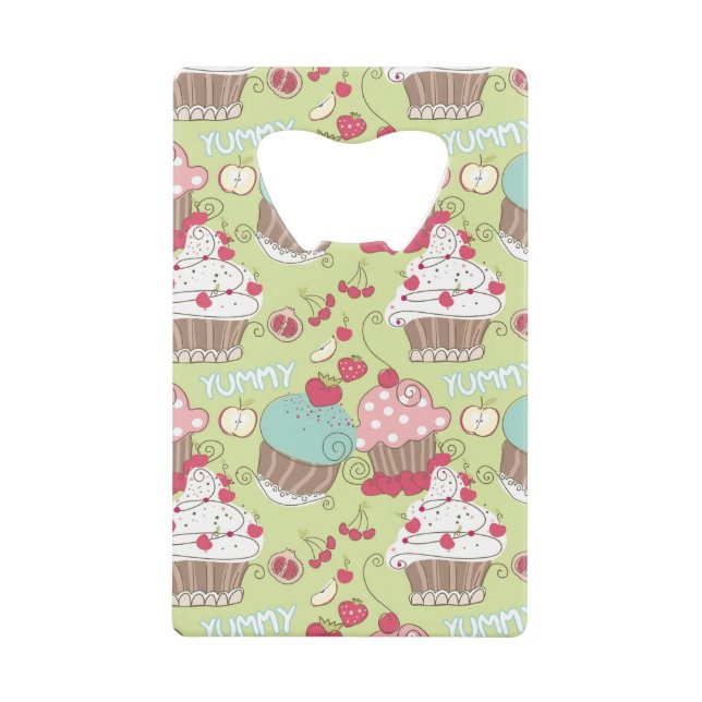 Cupcake pattern credit card bottle opener (Front)