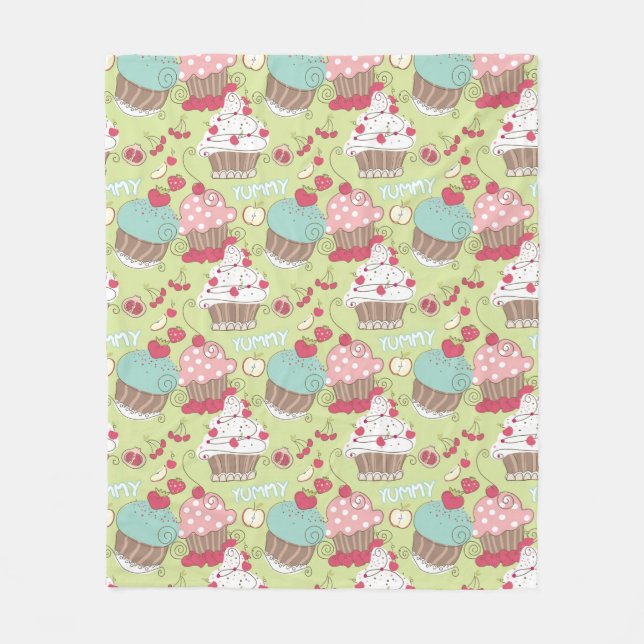 Cupcake pattern fleece blanket (Front)