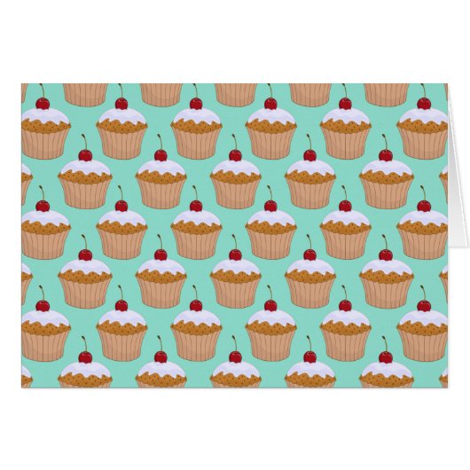 Cupcake Pattern in Teal Cards (Front Horizontal)