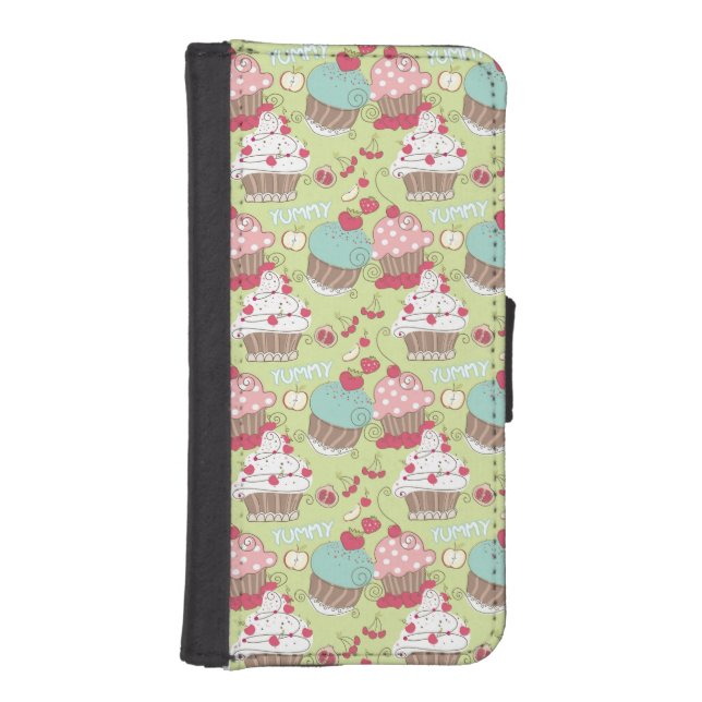 Cupcake pattern iPhone wallet case (Front)