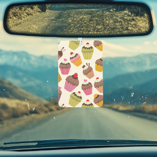 Cupcake Pattern, Muffin Pattern, Chocolate, Hearts Air Freshener