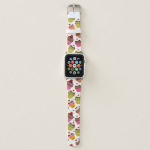 Cupcake Pattern, Muffin Pattern, Chocolate, Hearts Apple Watch Band