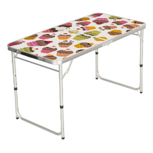 Cupcake Pattern, Muffin Pattern, Chocolate, Hearts Beer Pong Table