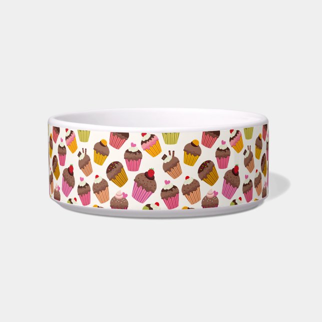 Cupcake Pattern, Muffin Pattern, Chocolate, Hearts Bowl (Front)