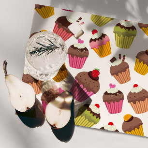 Cupcake Pattern, Muffin Pattern, Chocolate, Hearts Cloth Placemat
