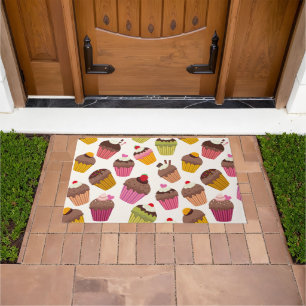 Cupcake Pattern, Muffin Pattern, Chocolate, Hearts Doormat