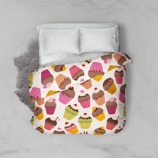 Cupcake Pattern, Muffin Pattern, Chocolate, Hearts Duvet Cover (Creator Uploaded)