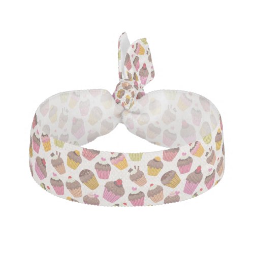 Cupcake Pattern Muffin Pattern Chocolate Hearts Elastic Hair Tie