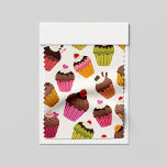 Cupcake Pattern, Muffin Pattern, Chocolate, Hearts Fabric