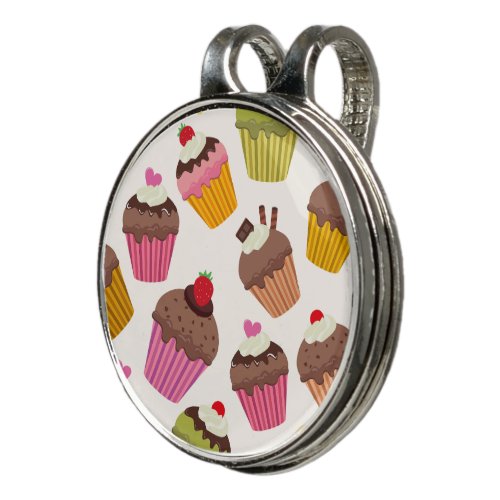 Cupcake Pattern Muffin Pattern Chocolate Hearts Golf Hat Clip