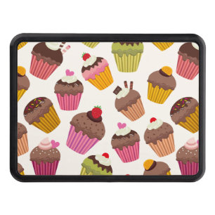 Cupcake Pattern, Muffin Pattern, Chocolate, Hearts Hitch Cover