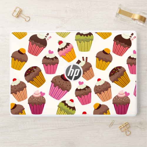 Cupcake Pattern Muffin Pattern Chocolate Hearts HP Laptop Skin