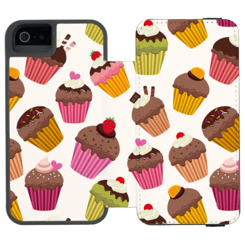 Cupcake Pattern Muffin Pattern Chocolate Hearts iPhone SE55s Wallet Case