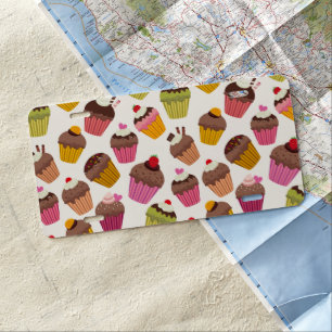 Cupcake Pattern, Muffin Pattern, Chocolate, Hearts License Plate