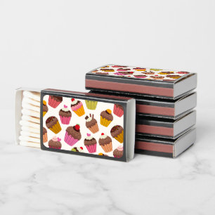 Cupcake Pattern, Muffin Pattern, Chocolate, Hearts Matchboxes