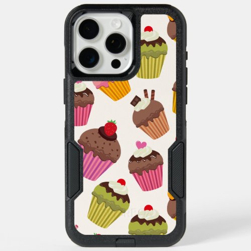 Cupcake Pattern Muffin Pattern Chocolate Hearts iPhone 15 Pro Max Case