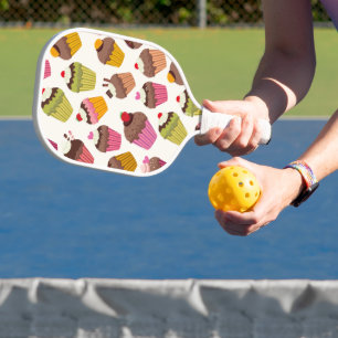 Cupcake Pattern, Muffin Pattern, Chocolate, Hearts Pickleball Paddle