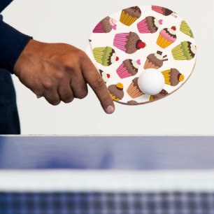 Cupcake Pattern, Muffin Pattern, Chocolate, Hearts Ping Pong Paddle