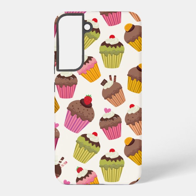 Cupcake Pattern, Muffin Pattern, Chocolate, Hearts Samsung Galaxy Case (Back)