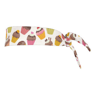 Cupcake Pattern, Muffin Pattern, Chocolate, Hearts Tie Headband