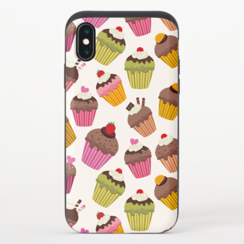 Cupcake Pattern Muffin Pattern Chocolate Hearts iPhone XS Slider Case