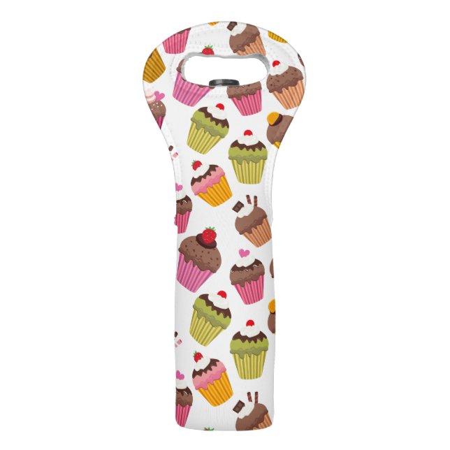 Cupcake Pattern, Muffin Pattern, Chocolate, Hearts Wine Bag (Front)