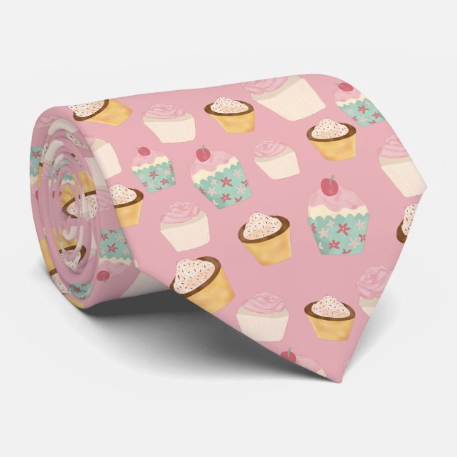 Cupcake Pattern Neck Tie (Rolled)