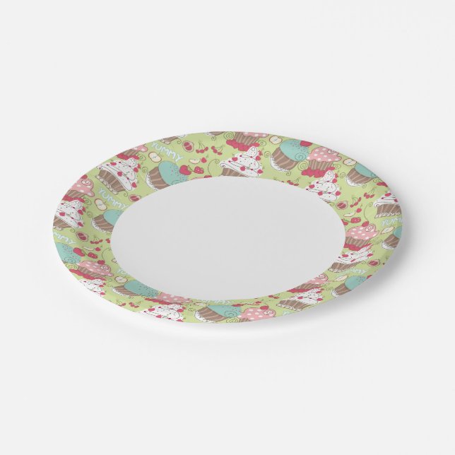 Cupcake pattern paper plates (Angled)