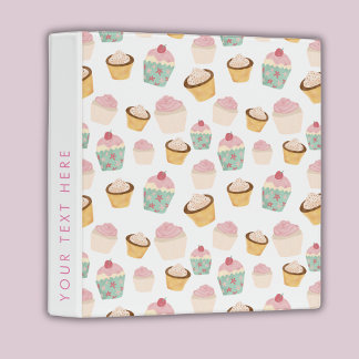 Cupcake Pattern Personalized 3 Ring Binder